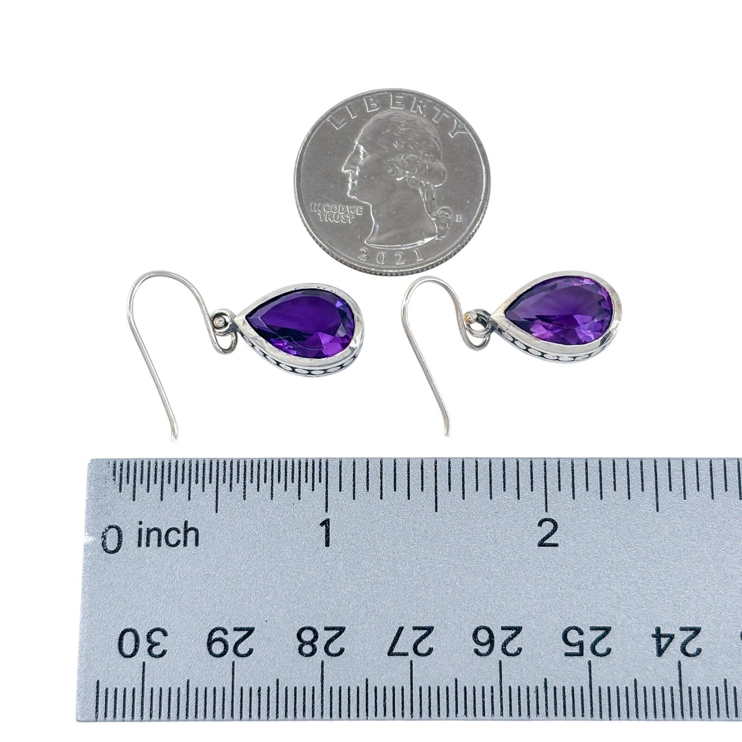 Vintage Sterling Silver 925 Amethyst Dangle Earrings