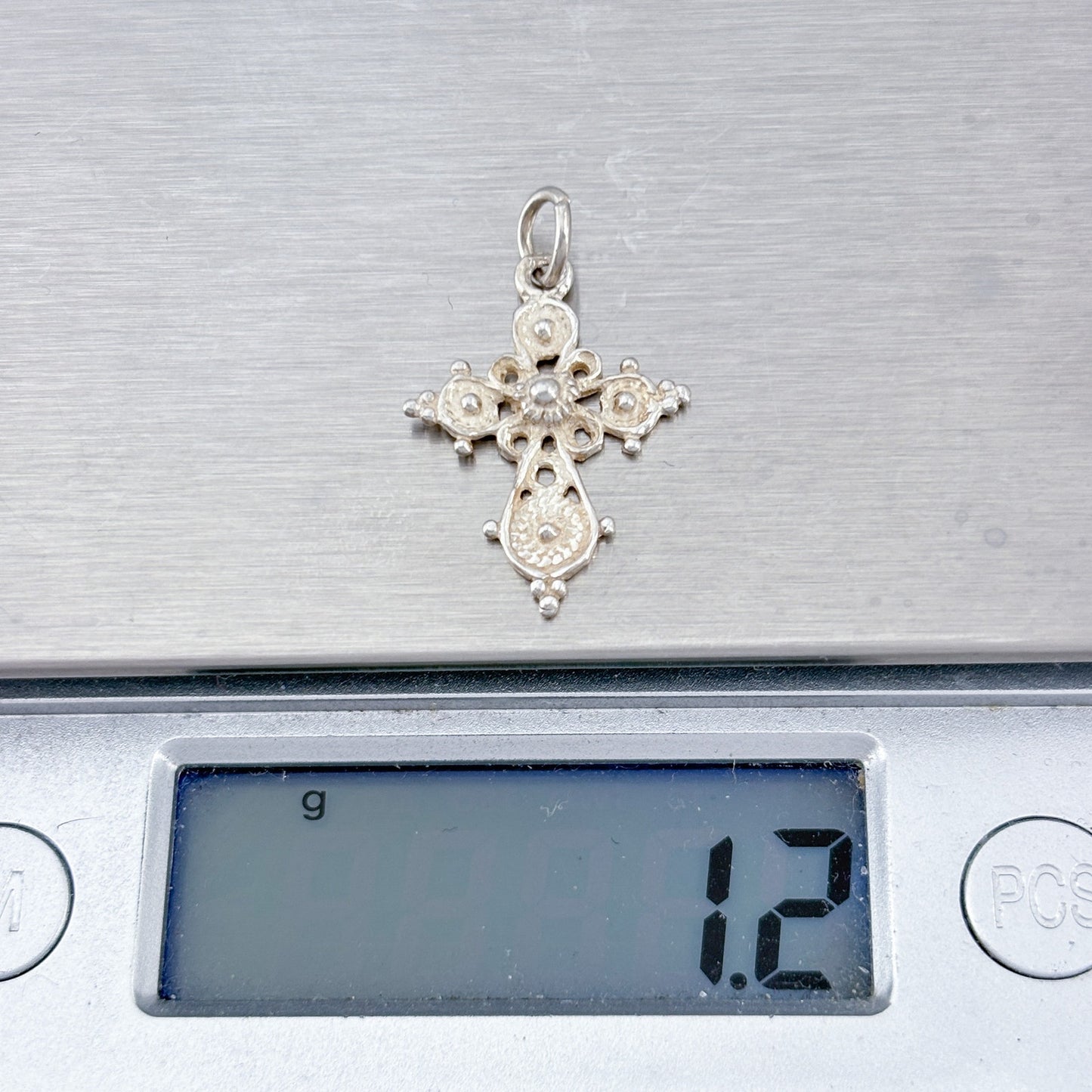 Vintage Sterling Silver 925 Ornate Filigree Cross Pendant