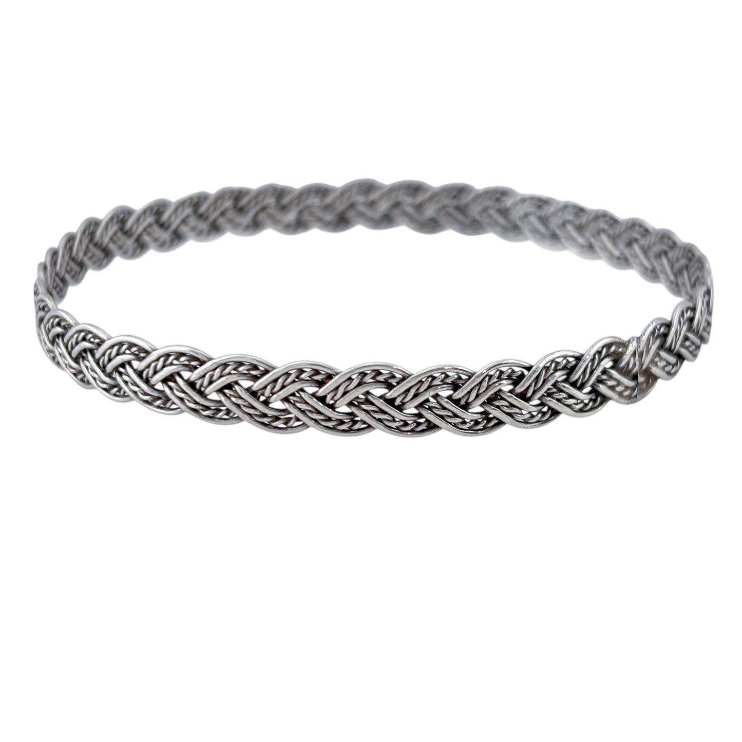 Vintage Sterling Silver 925 Braided Bangle Bracelet 8"