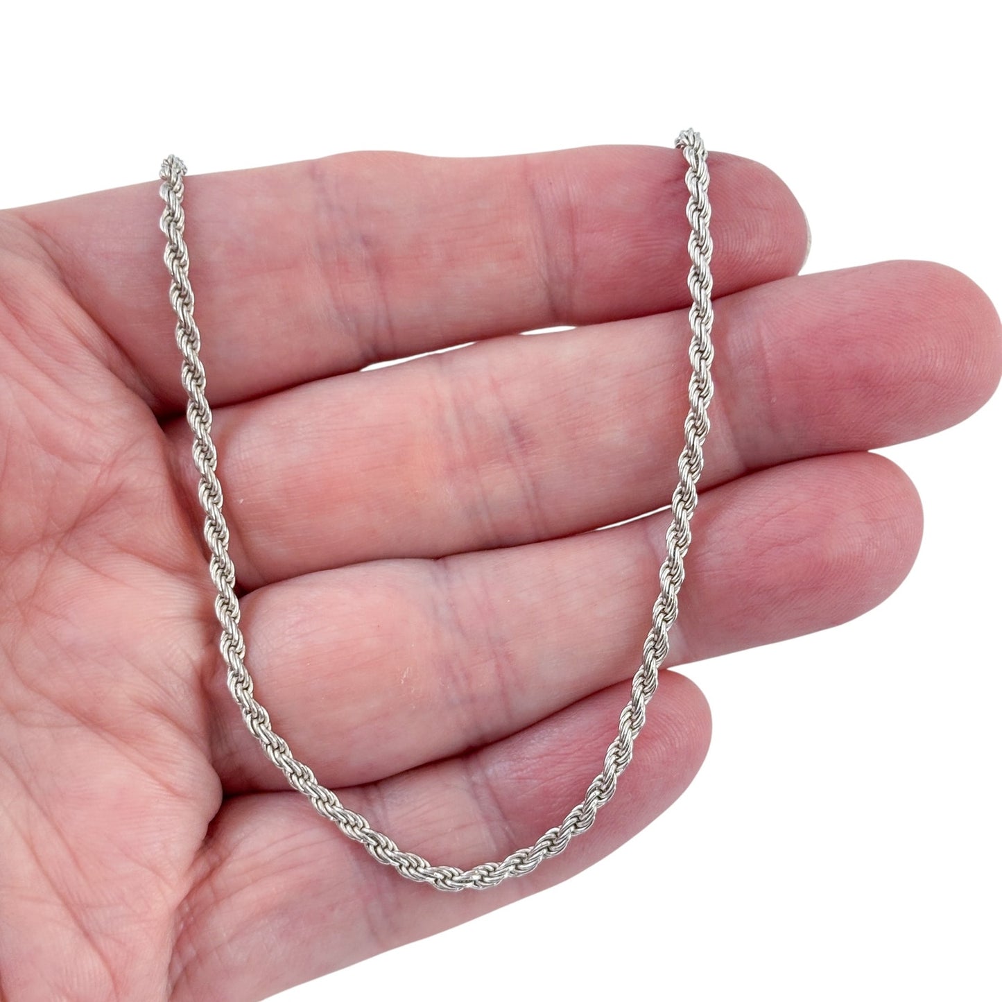 Vintage Italian Sterling Silver 925 Rope Link Chain Necklace 30"
