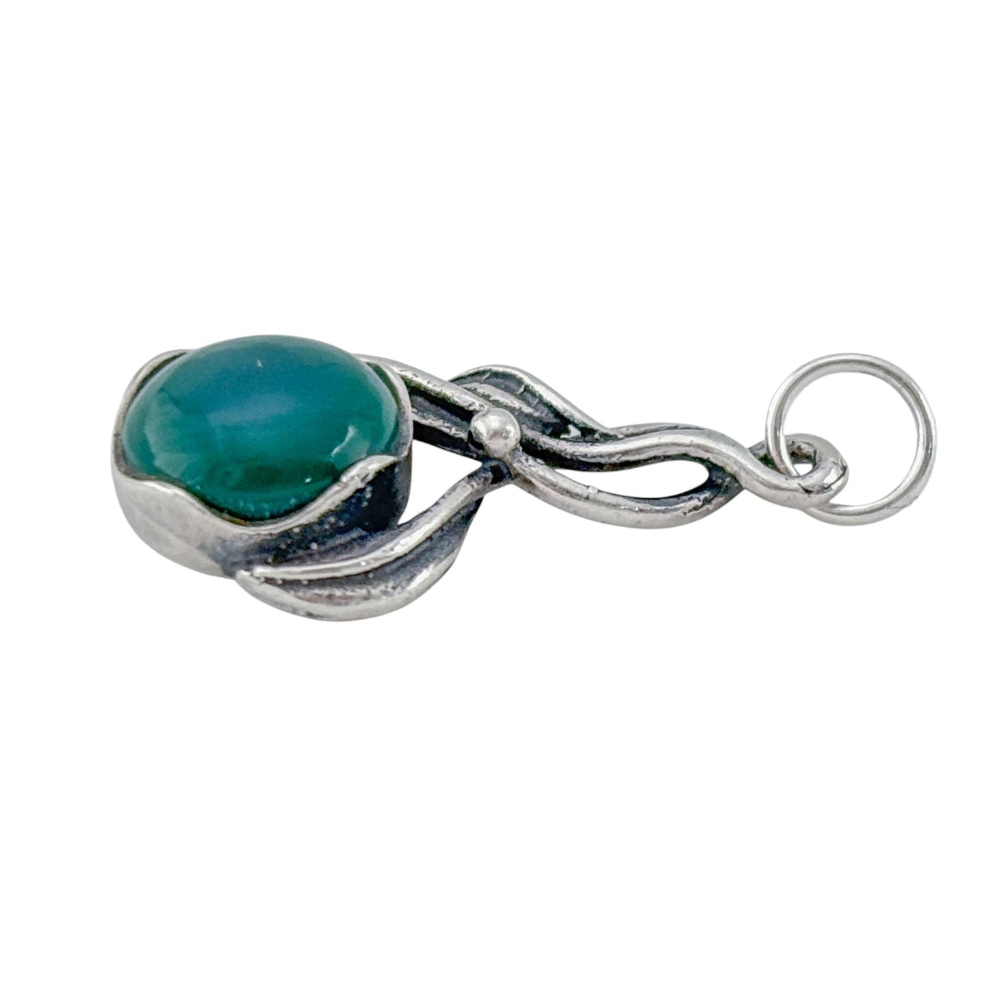 Vintage Sterling Silver 925 Green Onyx Pendant