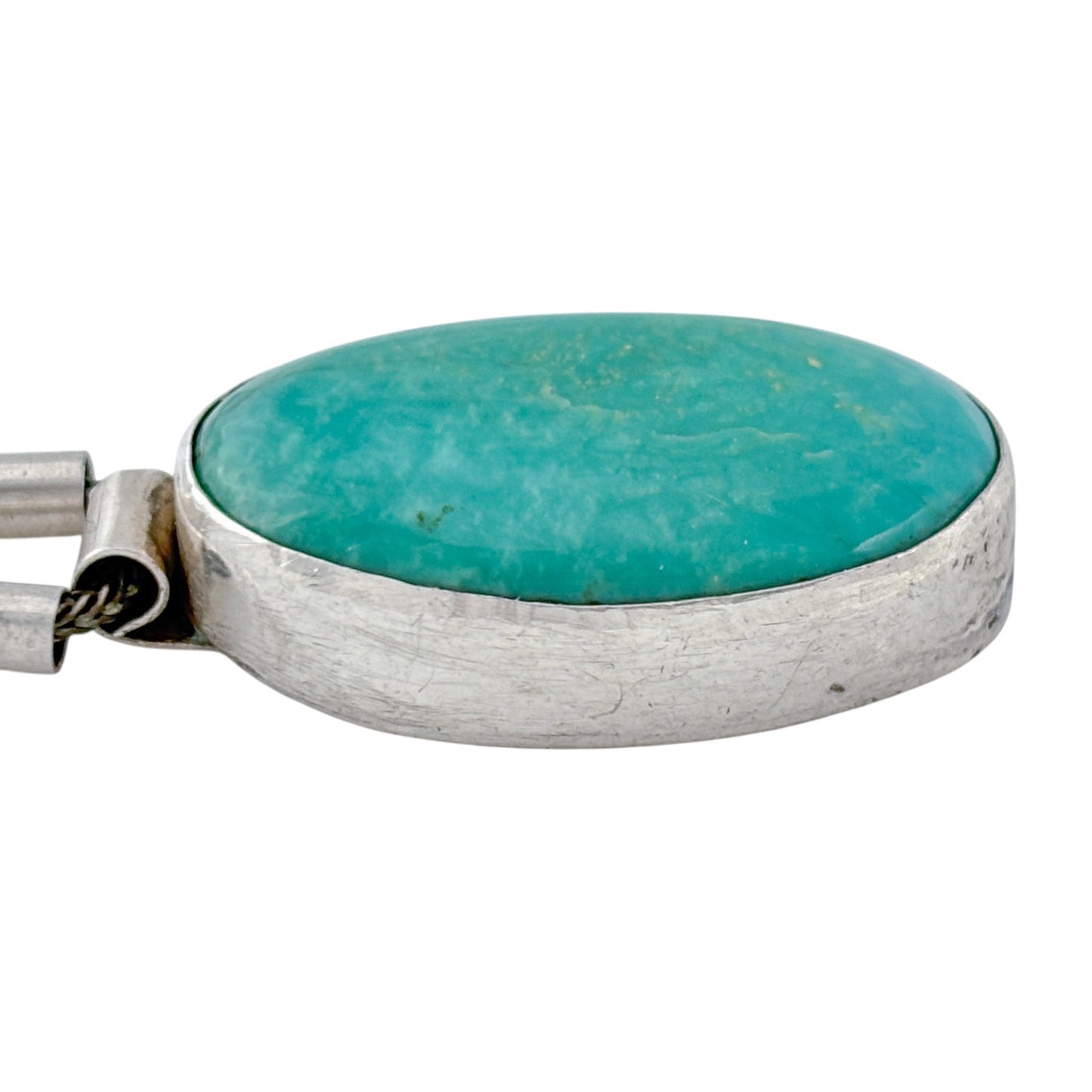 Vintage Sterling Silver Turquoise Pendant Necklace 16"