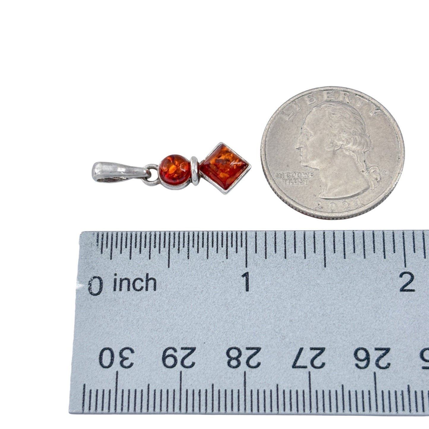 Vintage Sterling Silver 925 Amber Pendant