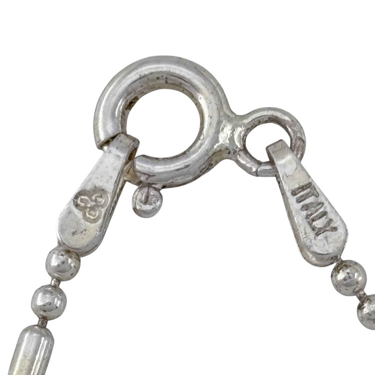 Vintage Italian Sterling Silver 925 Bar Link Bead Bracelet 7.75"