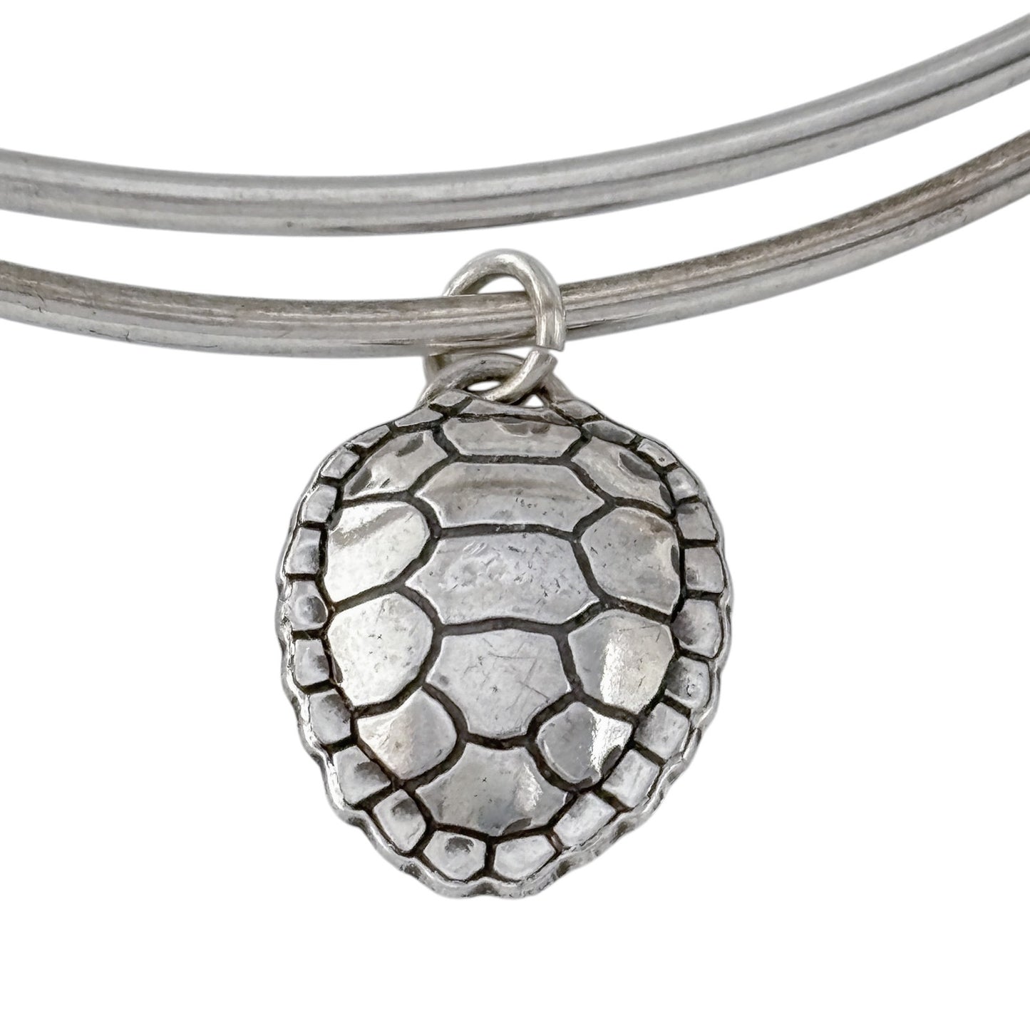 Vintage Sterling Silver 925 Adjustable Bangle with Turtle Charm 7.75"