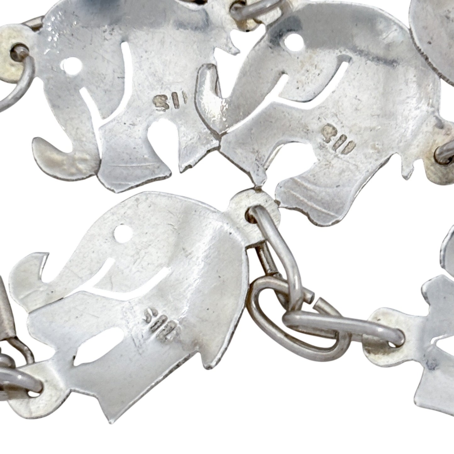 Vintage Sterling Silver 925 Elephant Charm Necklace 18"
