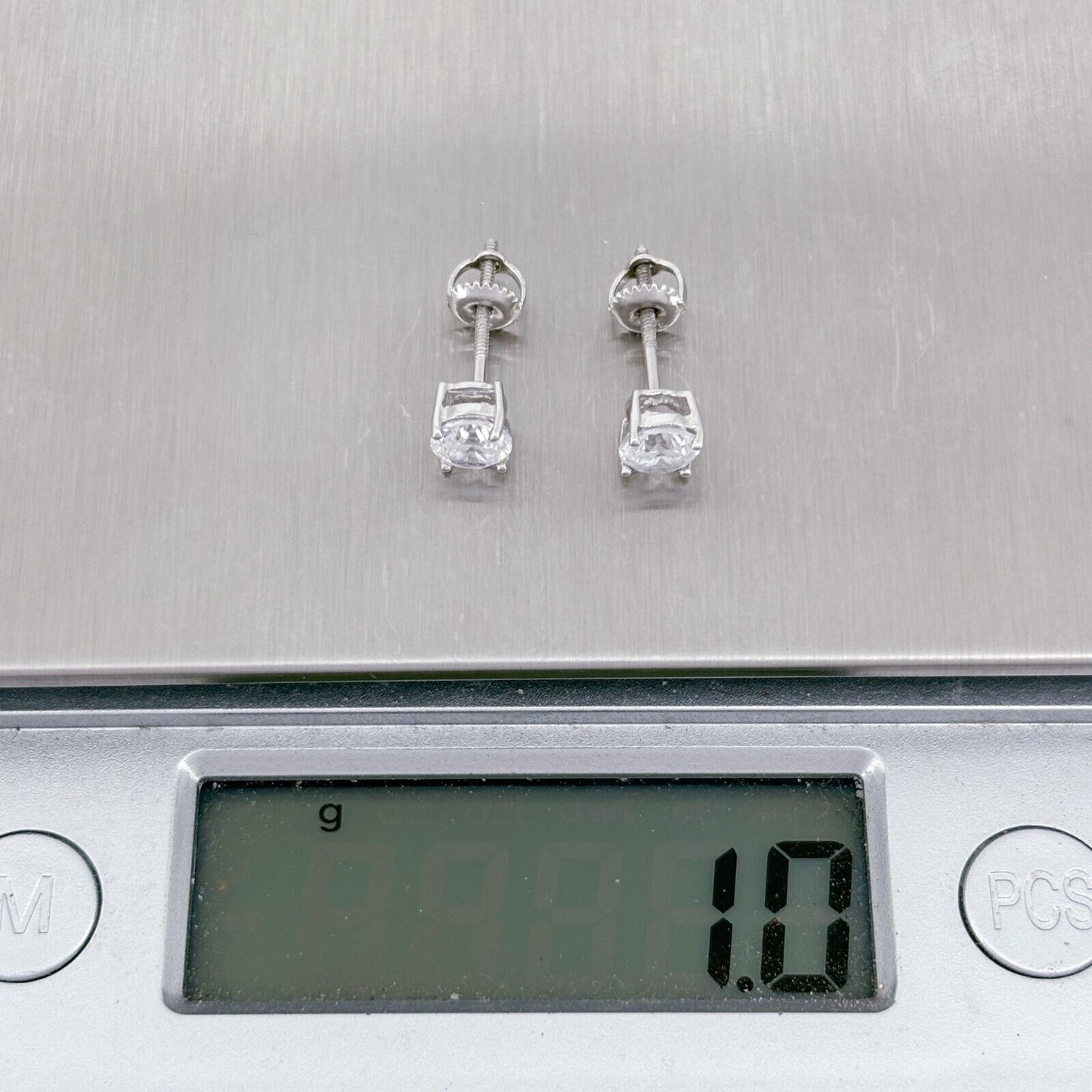 5mm Cubic Zirconia Stud Earrings | Vintage Sterling Silver 925