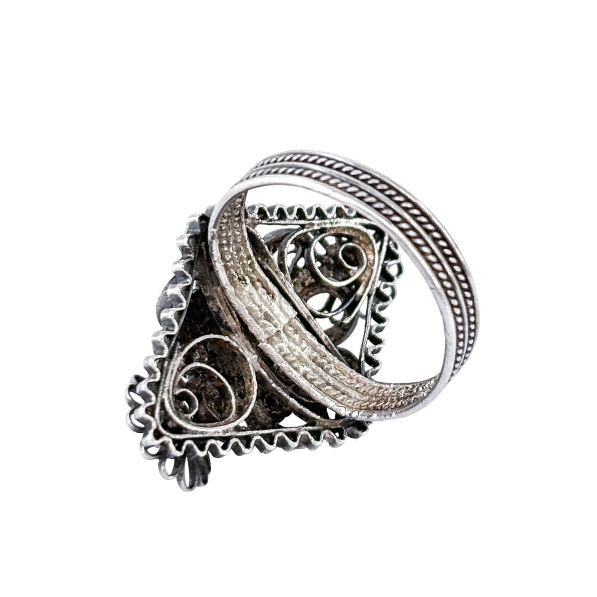 Vintage Sterling Silver 925 Filigree Persian Turquoise Ring Size 6