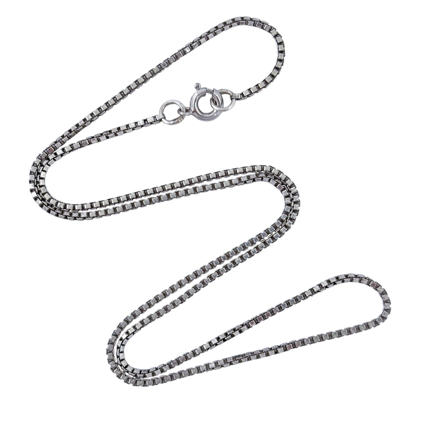 Vintage Sterling Silver 925 Box Link Chain Necklace 15"
