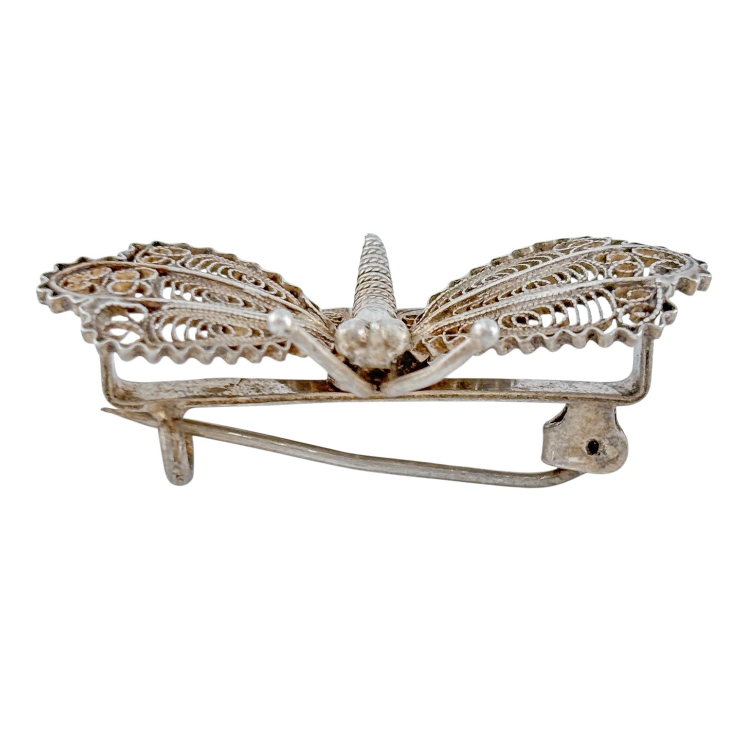 Vintage Sterling Silver 800 Filigree Butterfly Brooch