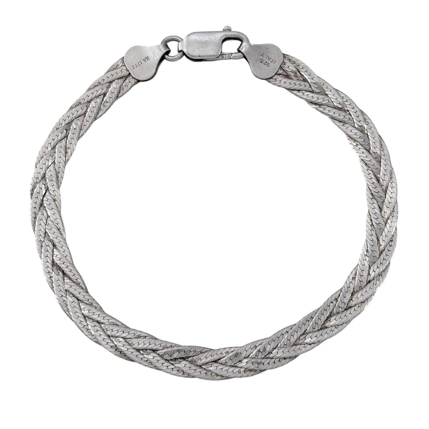 Vintage Italian Sterling Silver 925 Braided Chain Bracelet 7.5"