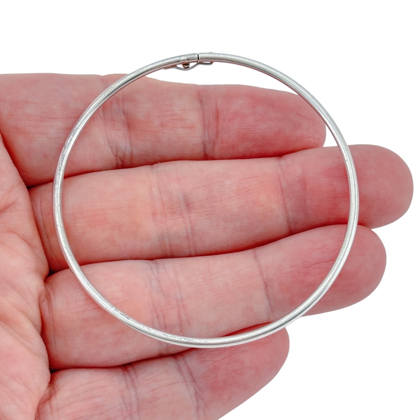 Vintage Sterling Silver 925 Bangle Latch Bracelet 7.5"