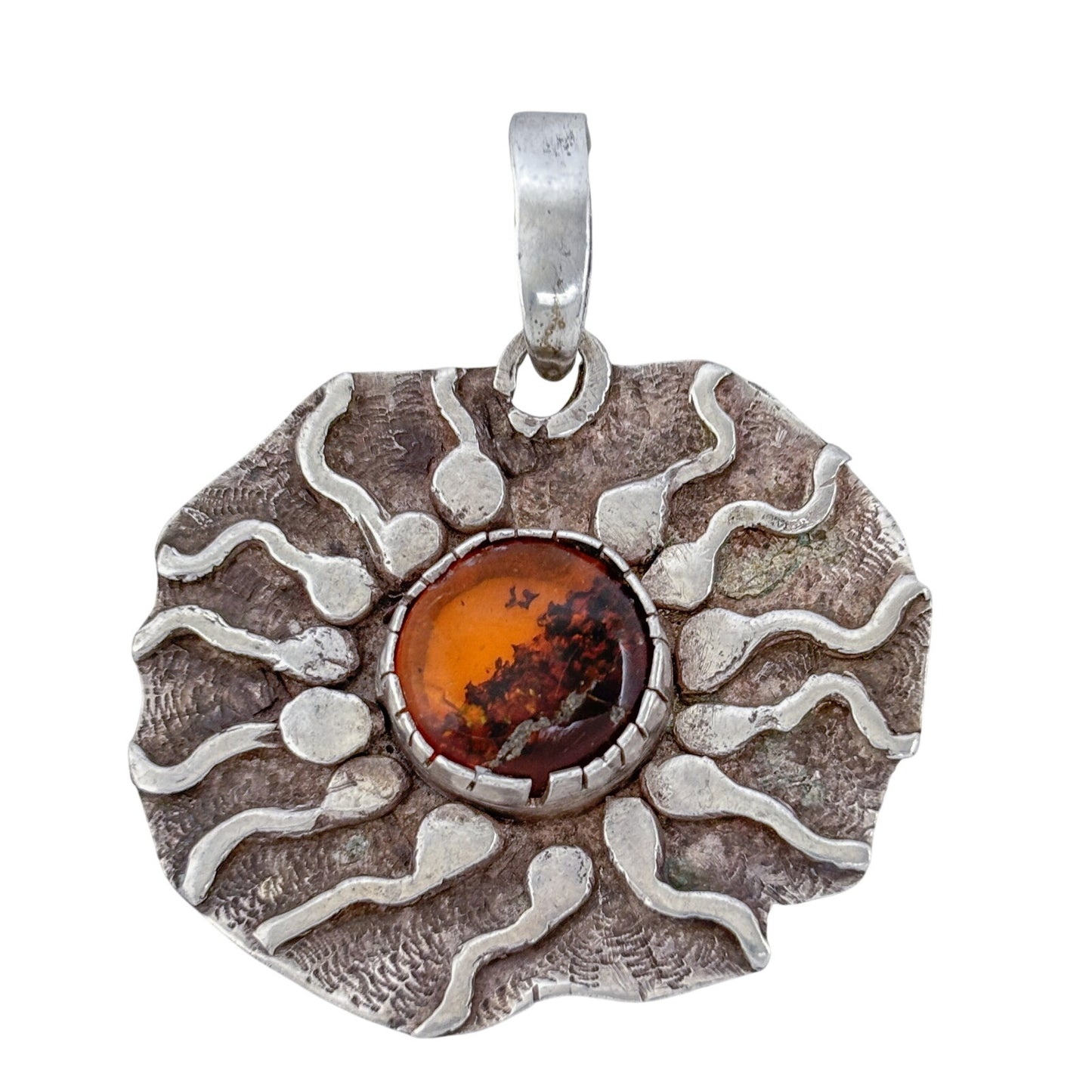 Vintage Sterling Silver 925 Amber Fertility Pendant