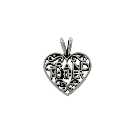 Vintage Sterling Silver 925 Filigree Heart "Grandmother" Pendant