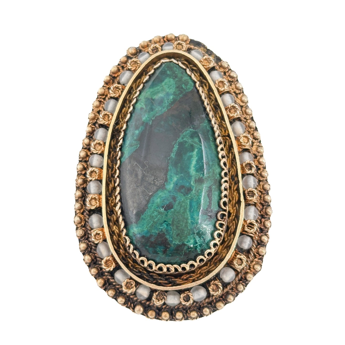 Vintage Sterling Silver 925 Gold Vermeil Eilat Stone Brooch Pendant