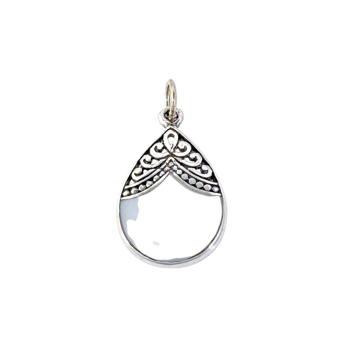 Vintage Sterling Silver 925 Mother of Pearl Teardrop Pendant