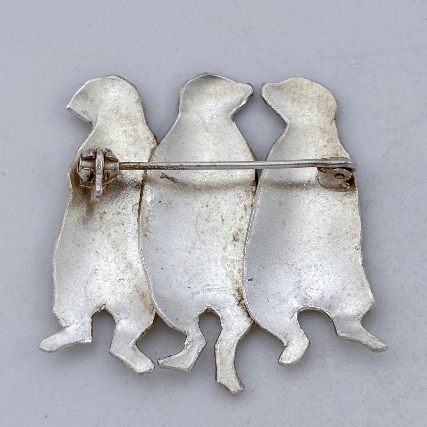 Vintage Sterling Silver 925 Meerkat Enamel Brooch