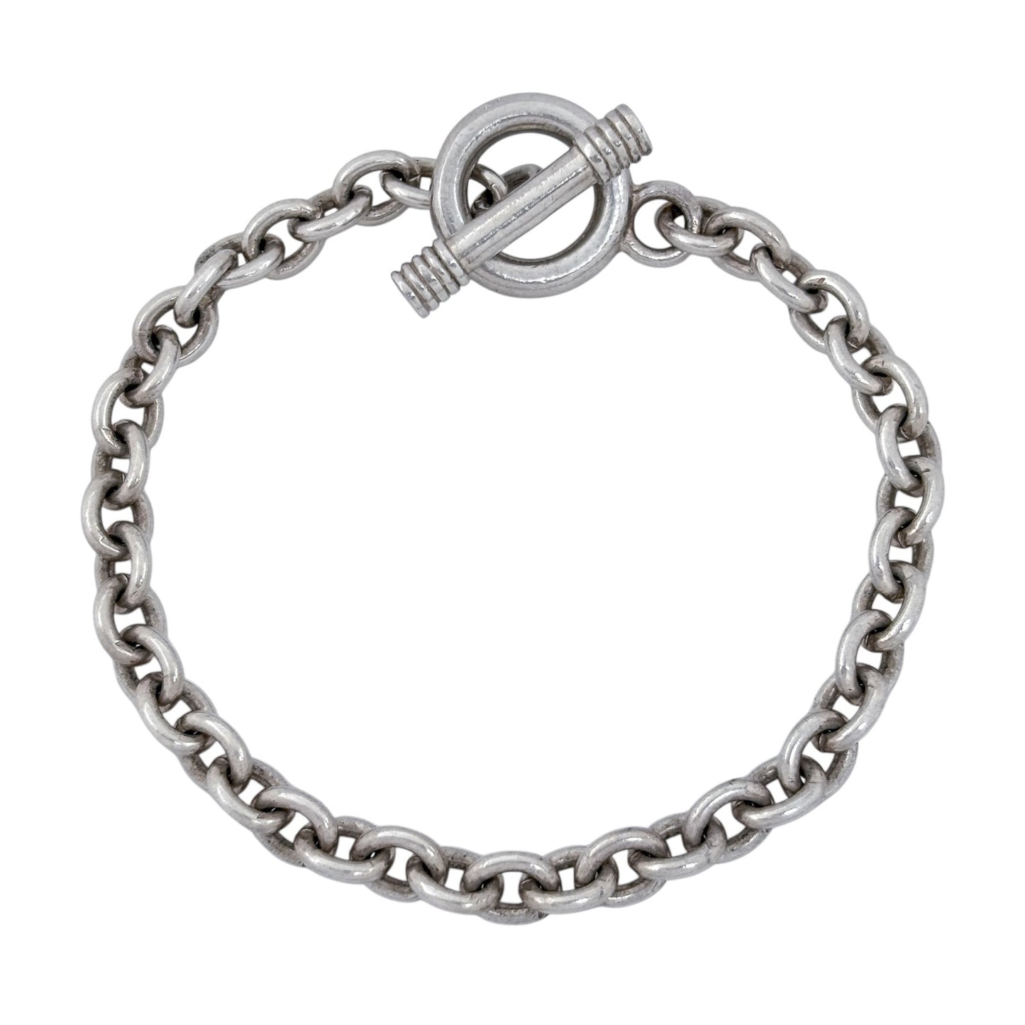 Vintage Sterling Silver 925 4mm Toggle Chain Bracelet 7"