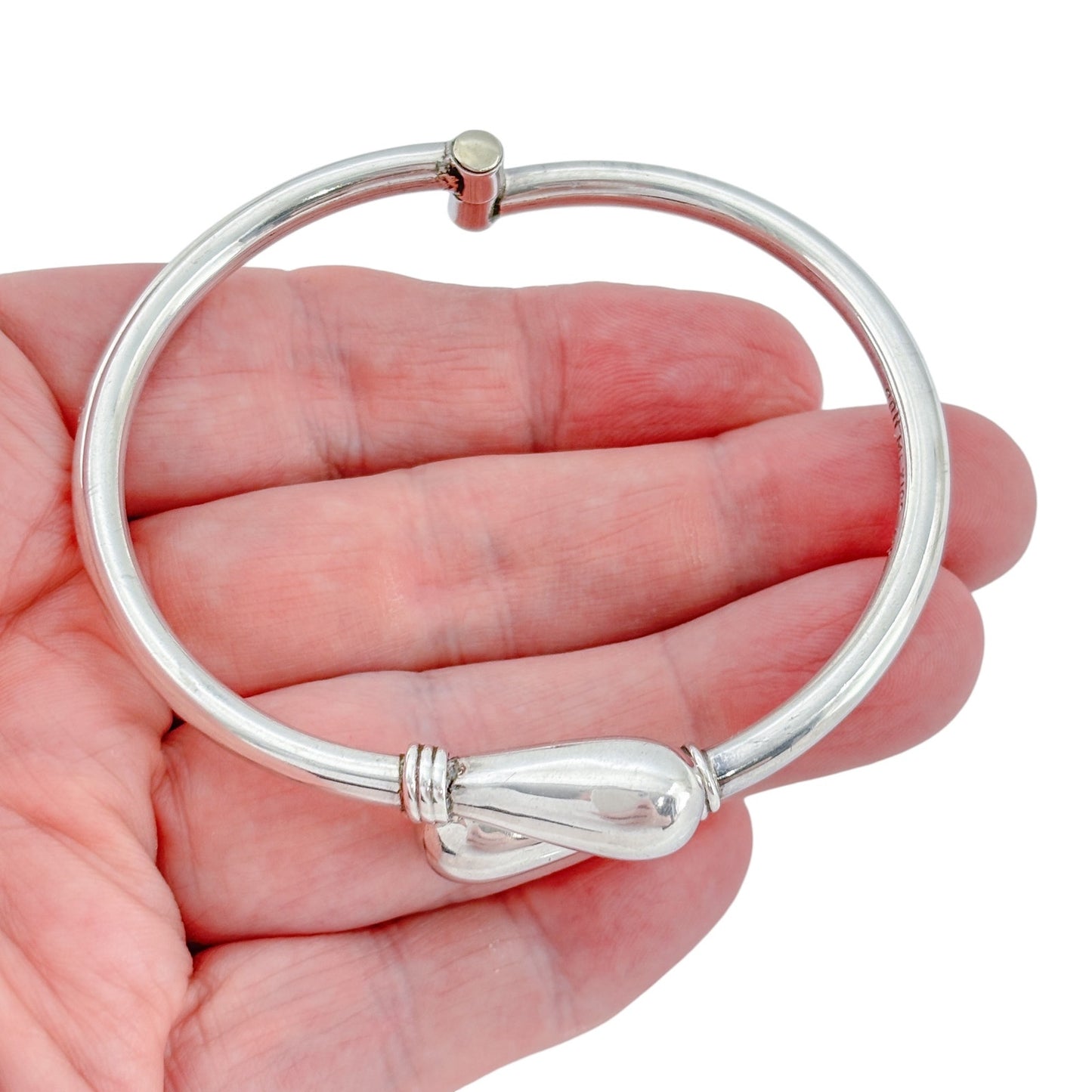 Vintage Mexican Sterling Silver 925 Teardrop Tip Crossover Bracelet 7.5"