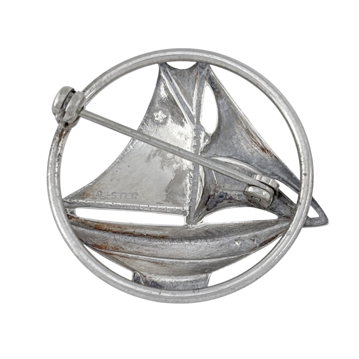 Vintage Sterling Silver 925 Sailboat Brooch