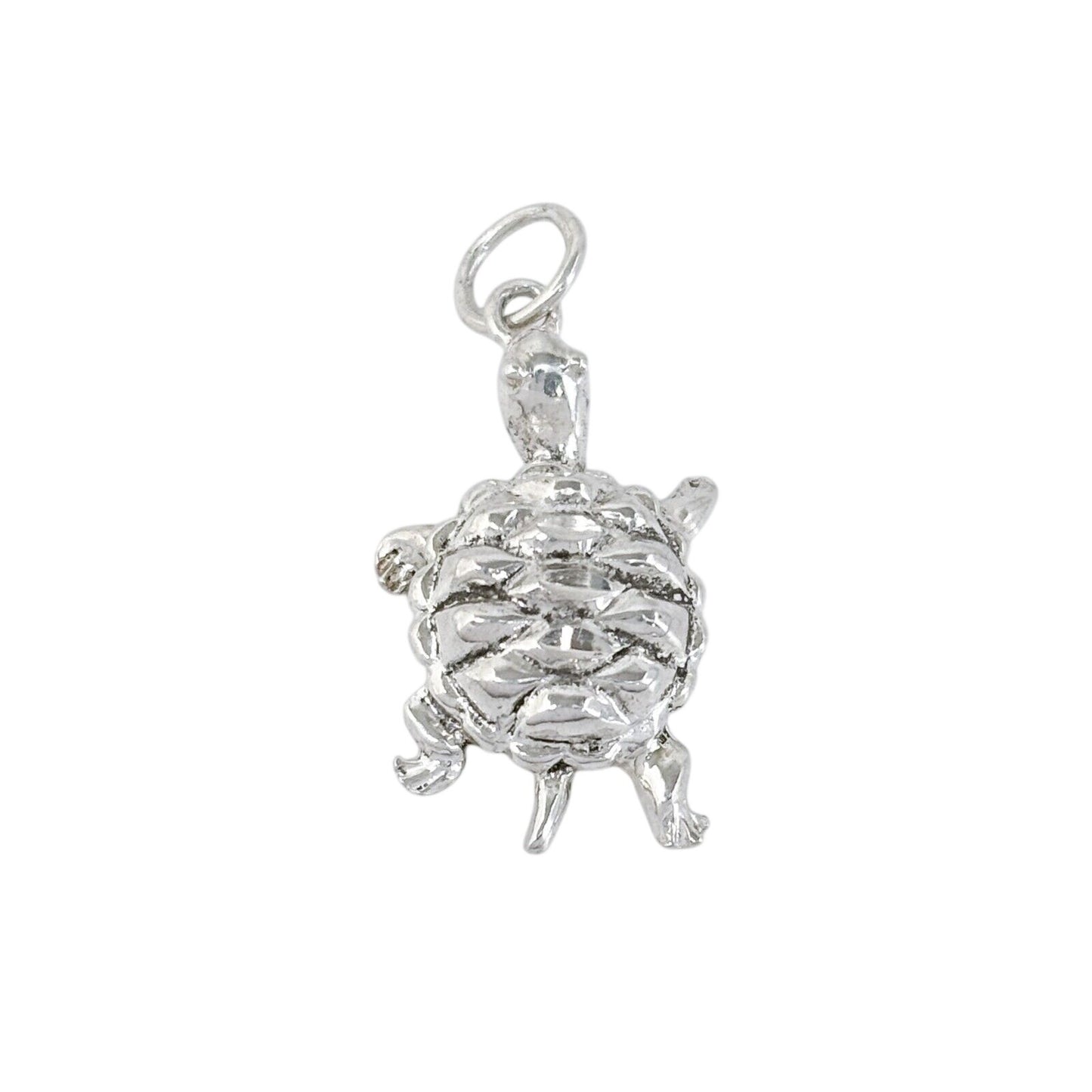 Vintage Sterling Silver 925 Textured Turtle Charm Pendant