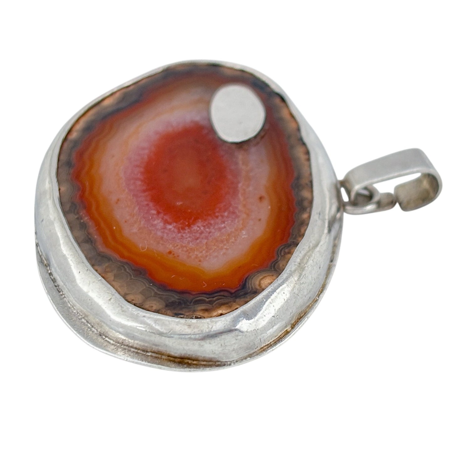 Vintage Sterling Silver 925 Red Banded Agate Pendant