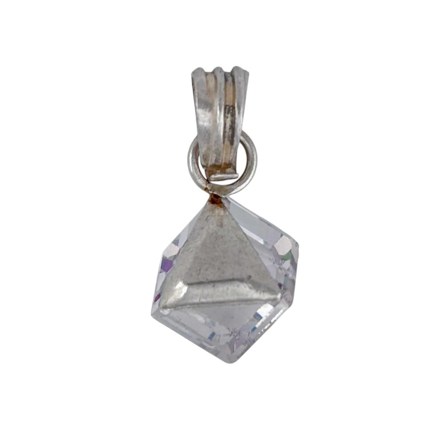 Vintage Sterling Silver 925 Rainbow Crystal Pendant