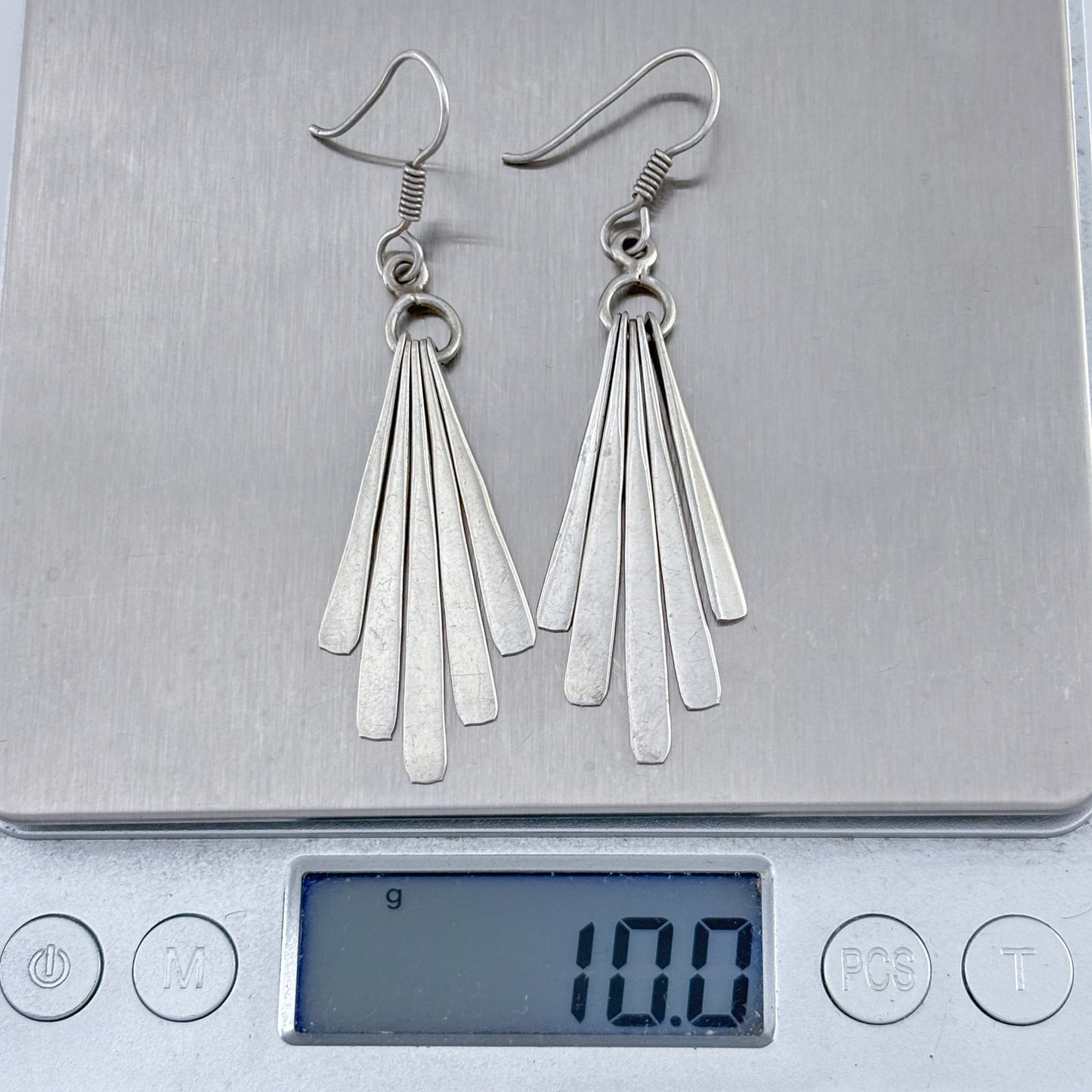 Vintage Sterling Silver 925 Fringe Dangle Earrings