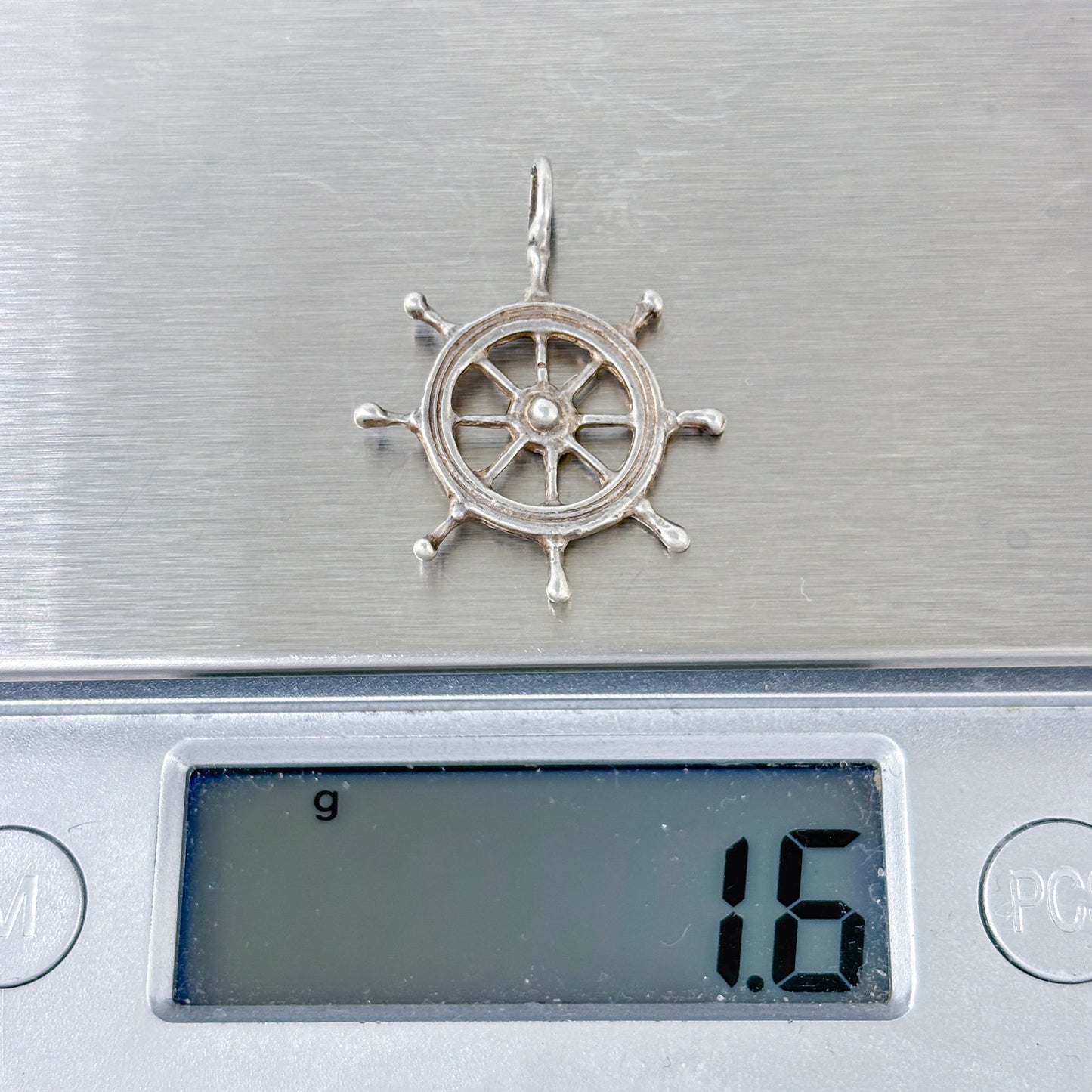 Vintage Sterling Silver 925 Ship Wheel Pendant