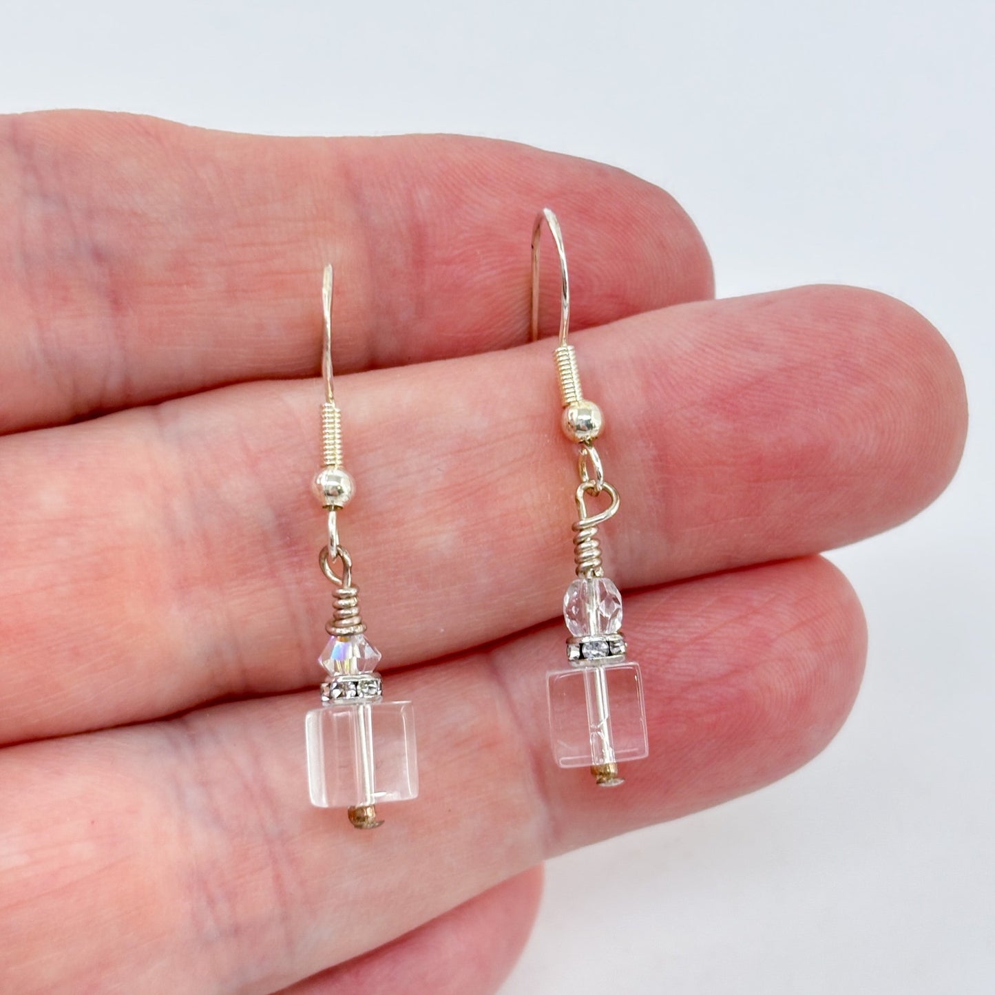 Estate Sterling Silver 925 Cubic Zirconia Crystal Earrings