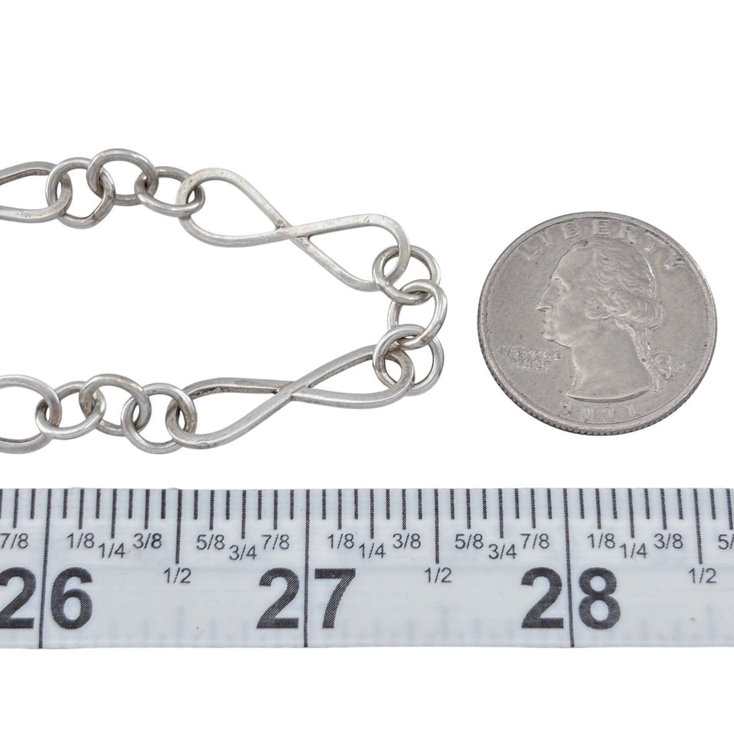 Vintage Sterling Silver 925 Infinity Link Chain Necklace 55"