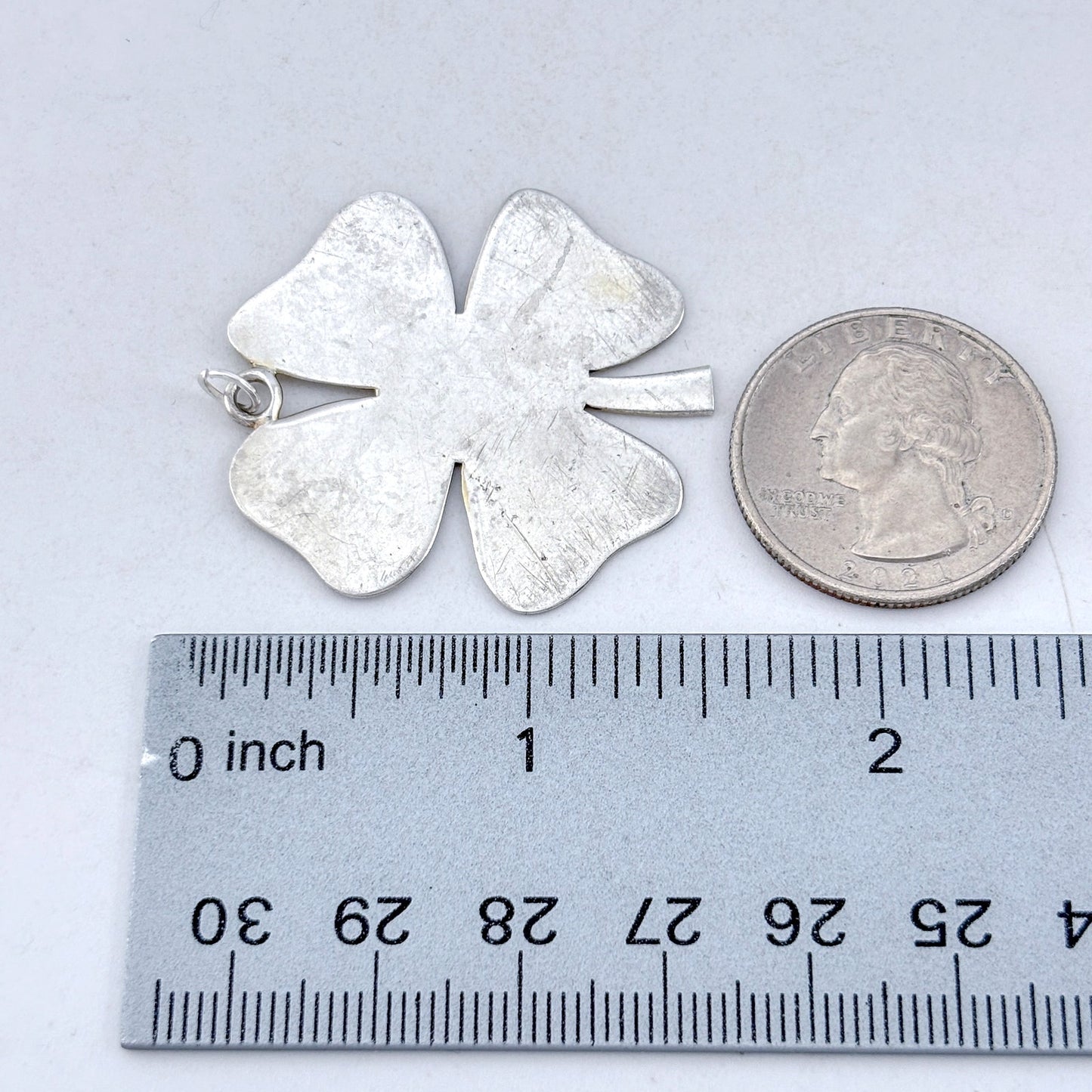 Vintage Sterling Silver 925 Four Leaf Clover Pendant