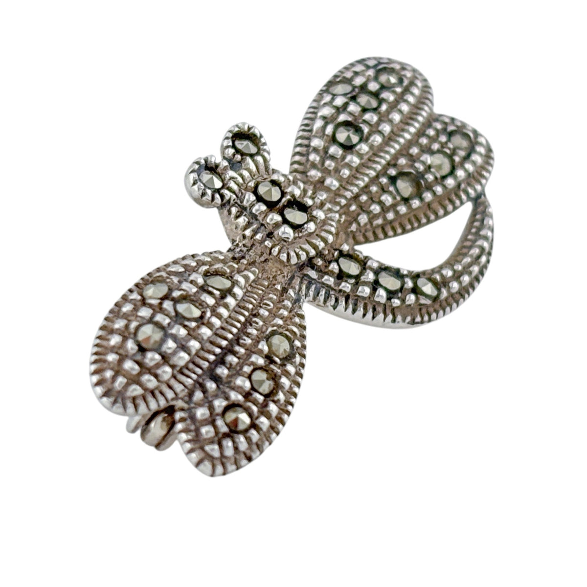 Vintage Sterling Silver 925 Marcasite Dragonfly Brooch