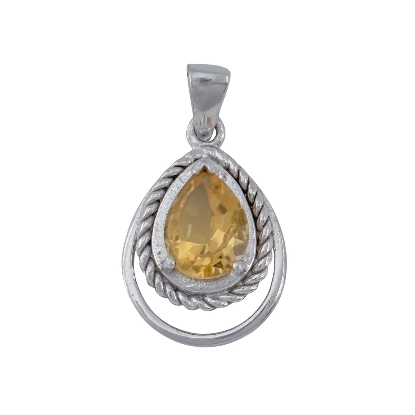 Vintage Sterling Silver 925 Citrine Pendant