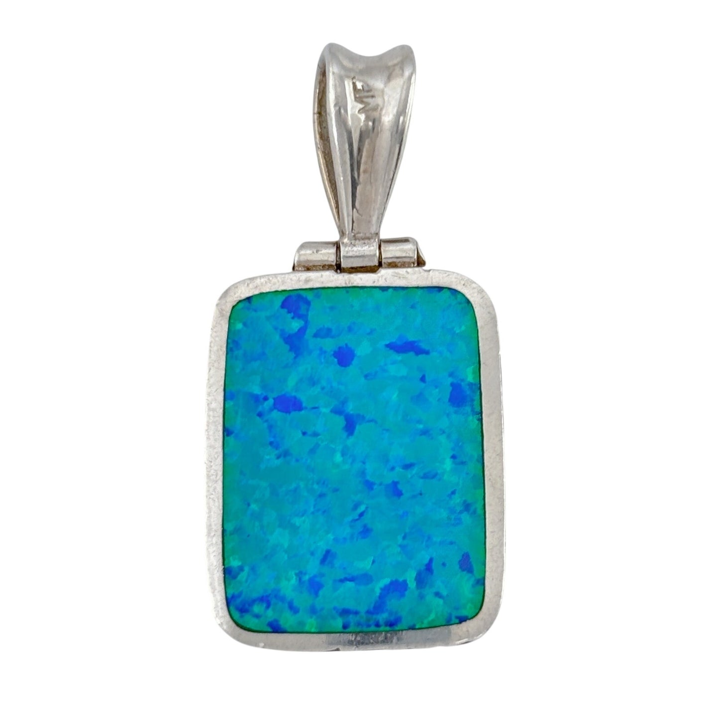 Vintage Sterling Silver 950 Reversible Blue Opal Swordfish Pendant