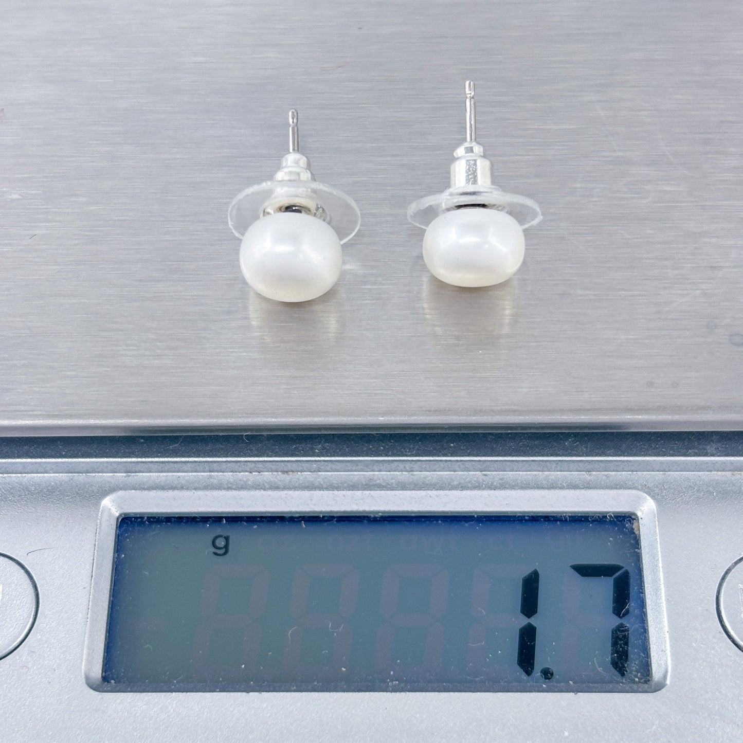 Vintage Sterling Silver 925 White Pearl Stud Earrings