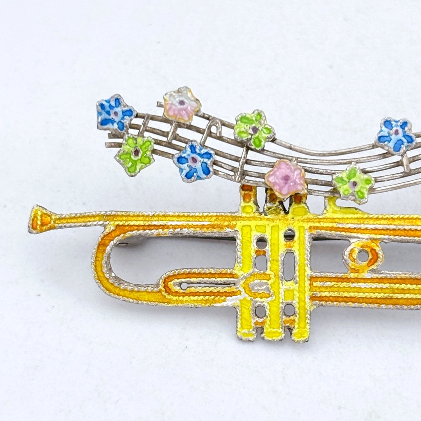 Vintage Sterling Silver 925 Trumpet Music Brooch