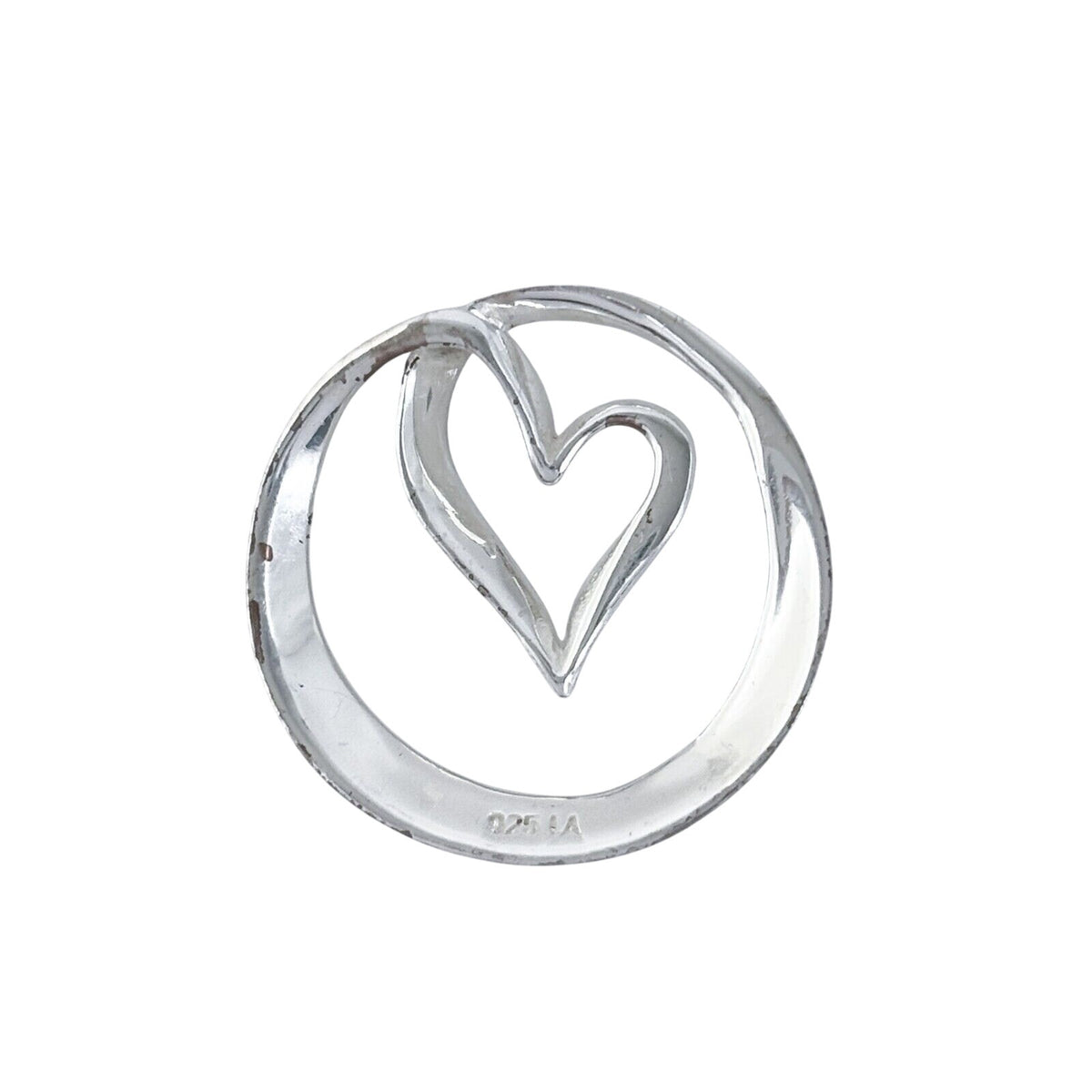 Vintage Sterling Silver 925 Sisters Heart Message Pendant