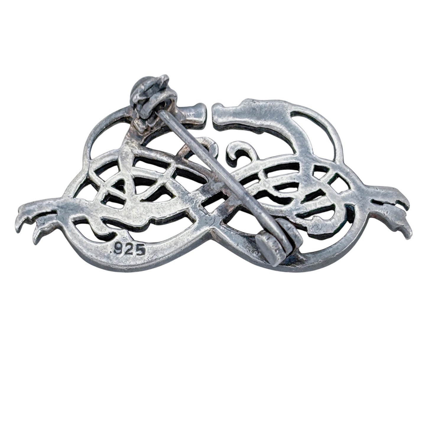 Vintage Sterling Silver 925 Celtic Dragon Brooch