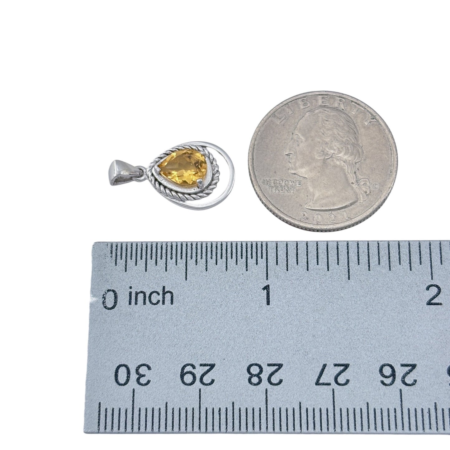 Vintage Sterling Silver 925 Citrine Pendant