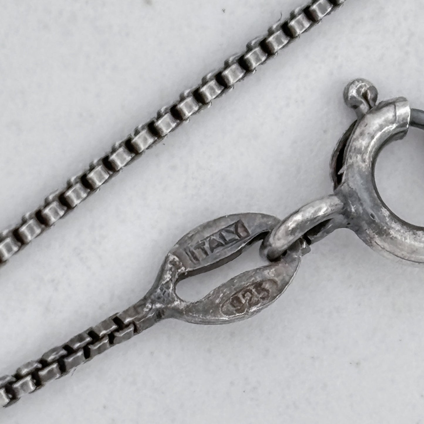 Vintage Italy Sterling Silver 925 Box Link Chain Necklace 18"
