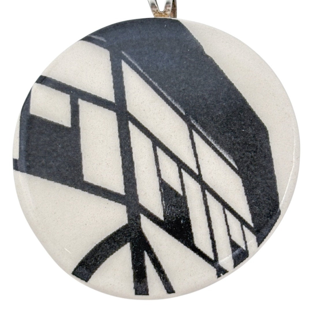 Vintage Sterling Silver 925 Allison Wiffen Abstract Ceramic Pendant