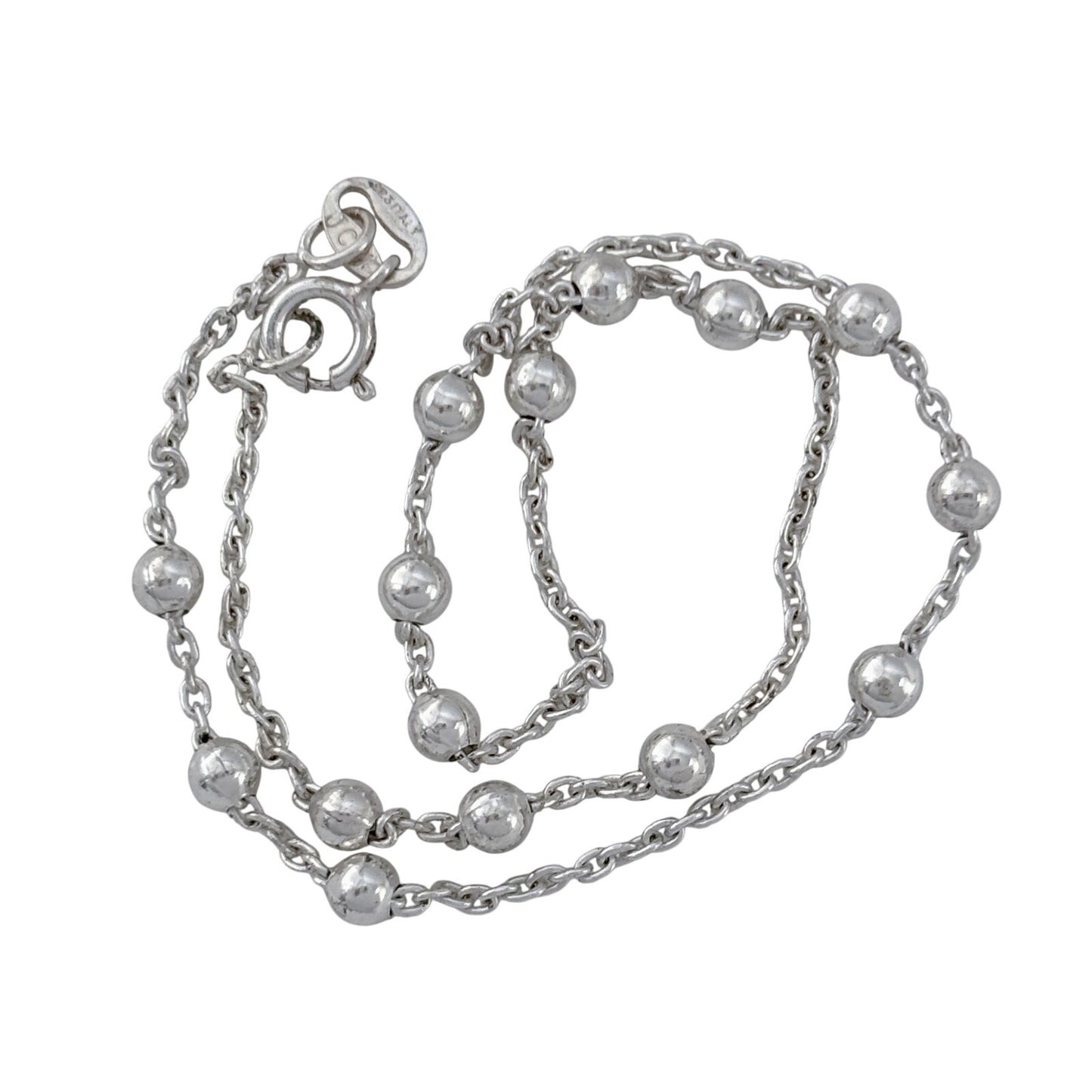 Vintage Italian Sterling Silver 925 Beaded Anklet 10"