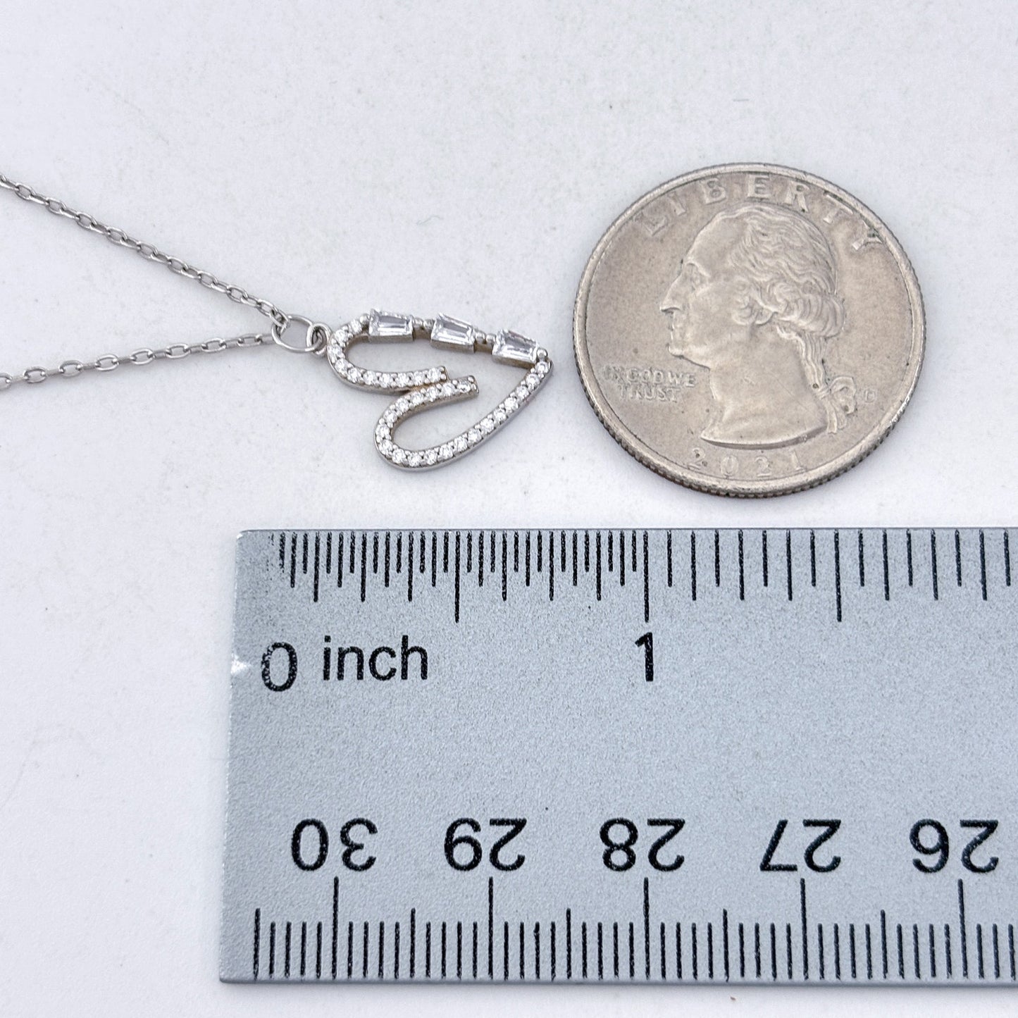 Vintage Sterling Silver 925 Heart Pendant Necklace 16.5"-18"