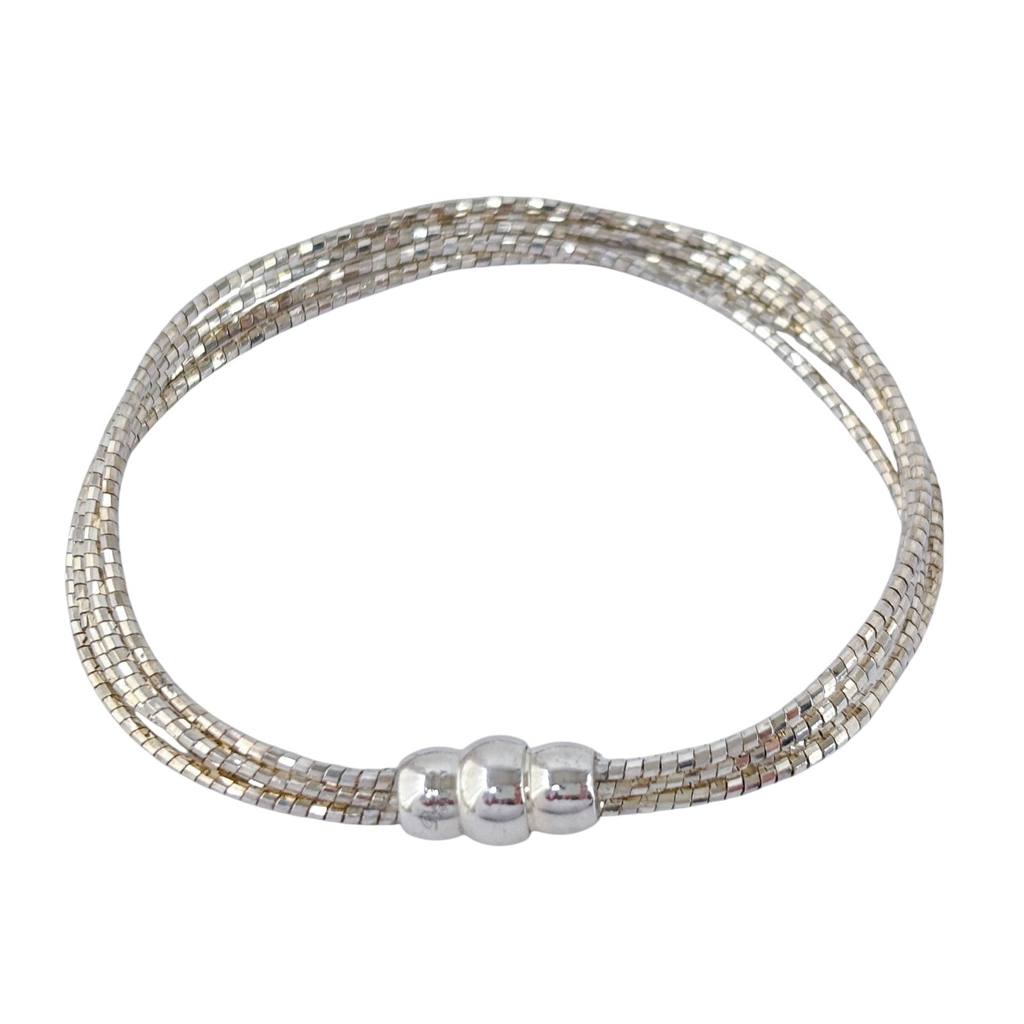 Estate Italy Dyadema Sterling Silver 925 5-Strand Bead Chain Bracelet 6.75"