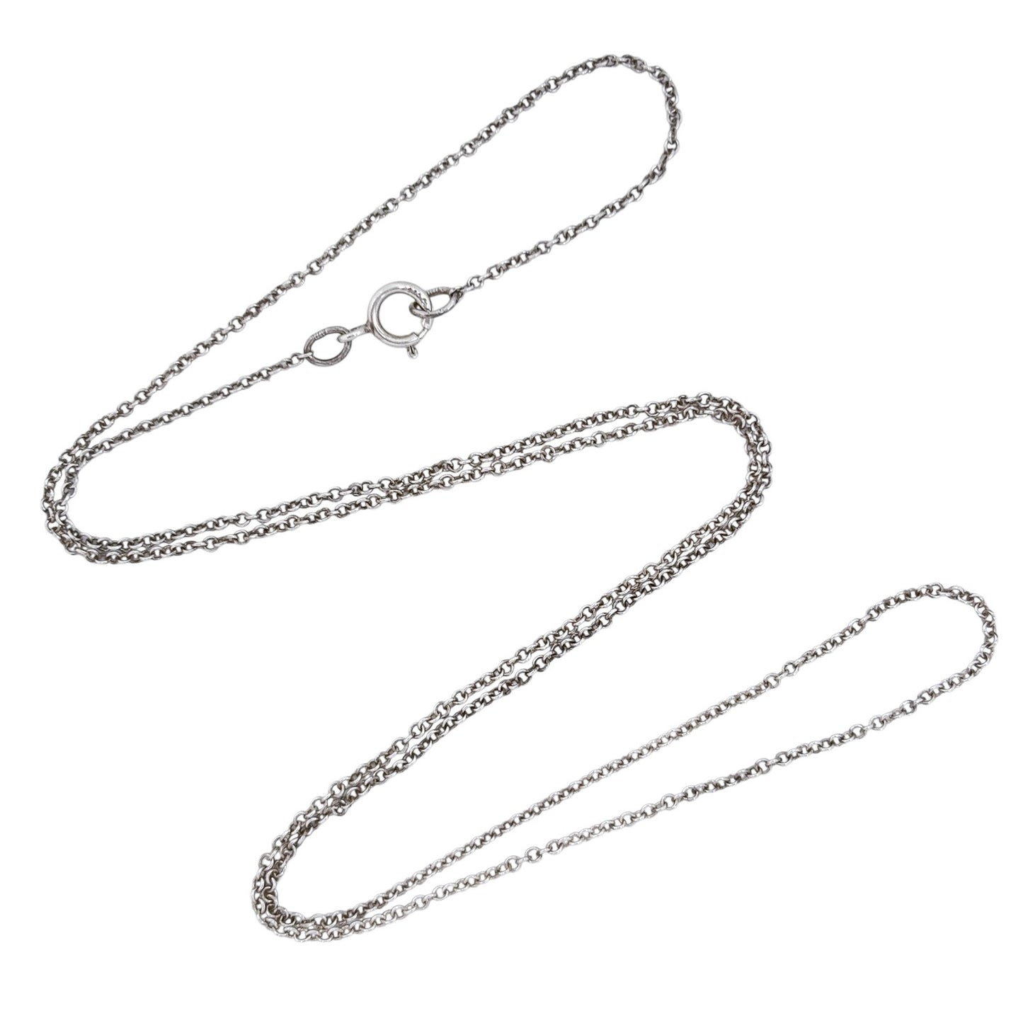 Silver chain necklace on a white background