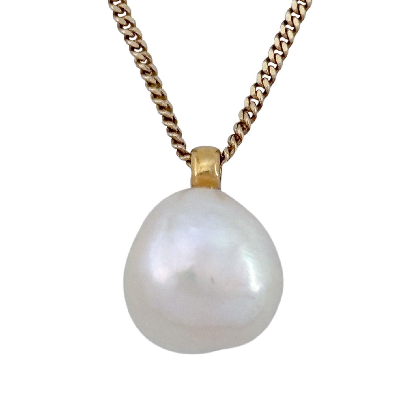 Vintage Gold-Tone Sterling Silver 925 Pearl Pendant Necklace 24", 25", 26"