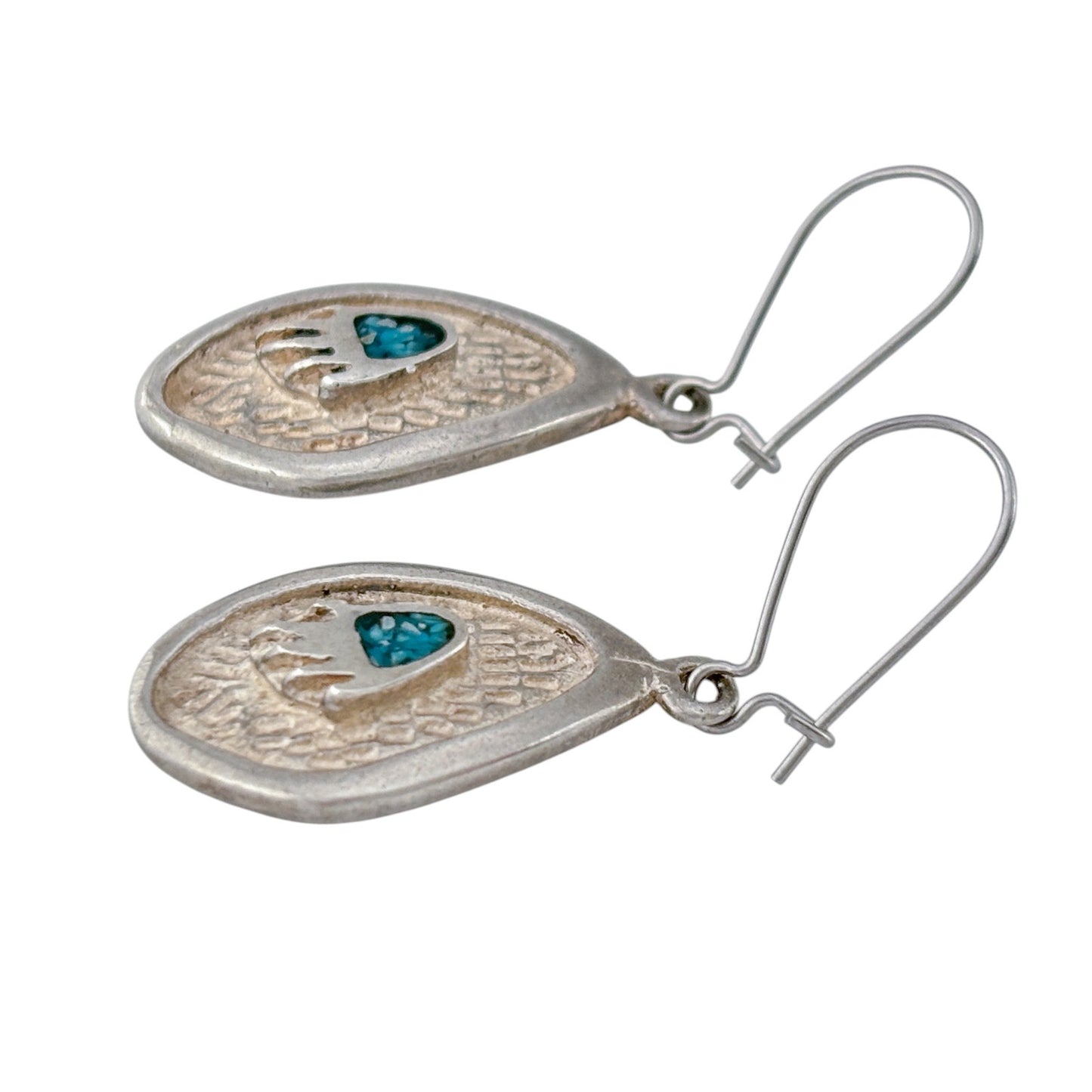 Vintage Sterling Silver 925 Turquoise Bear Dangle Earrings