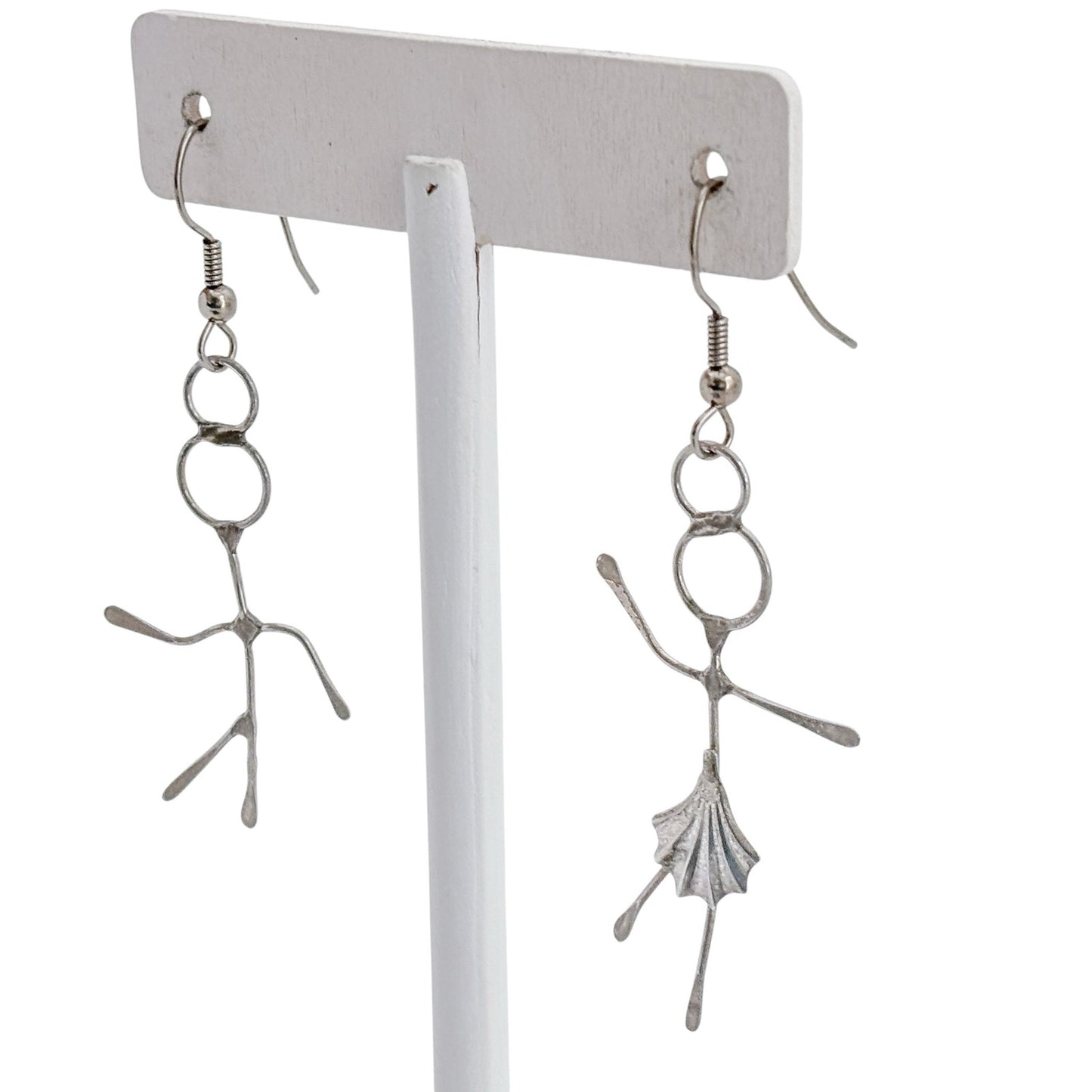 Vintage Sterling Silver 925 Stick Figure Dancing Man Woman Earrings