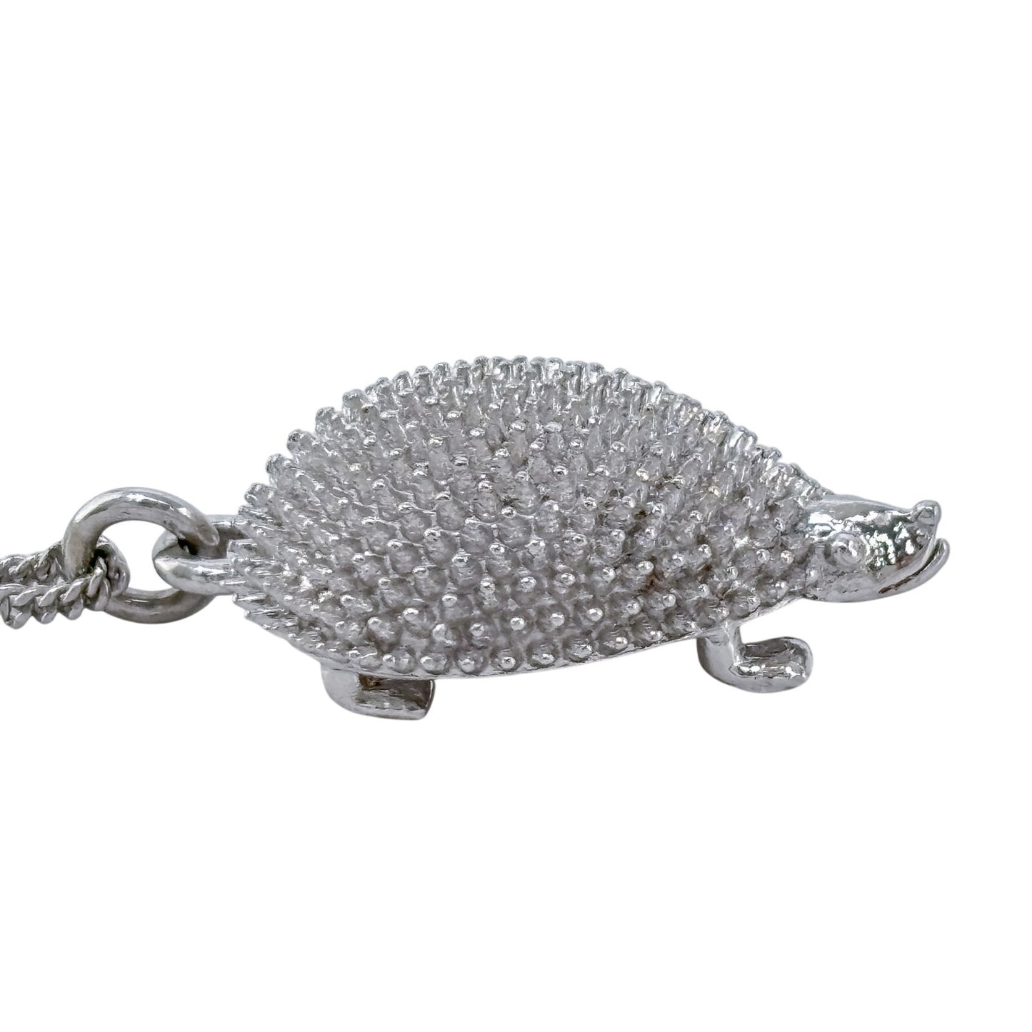 Vintage Sterling Silver 925 Hedgehog Pendant Necklace 15.5"-17.5"